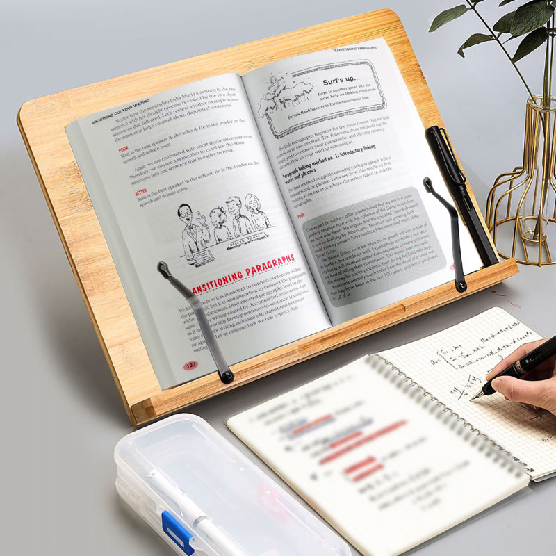 Book Stand Large Cookbook Holder Reading Easel Adjustable Height, Foldable