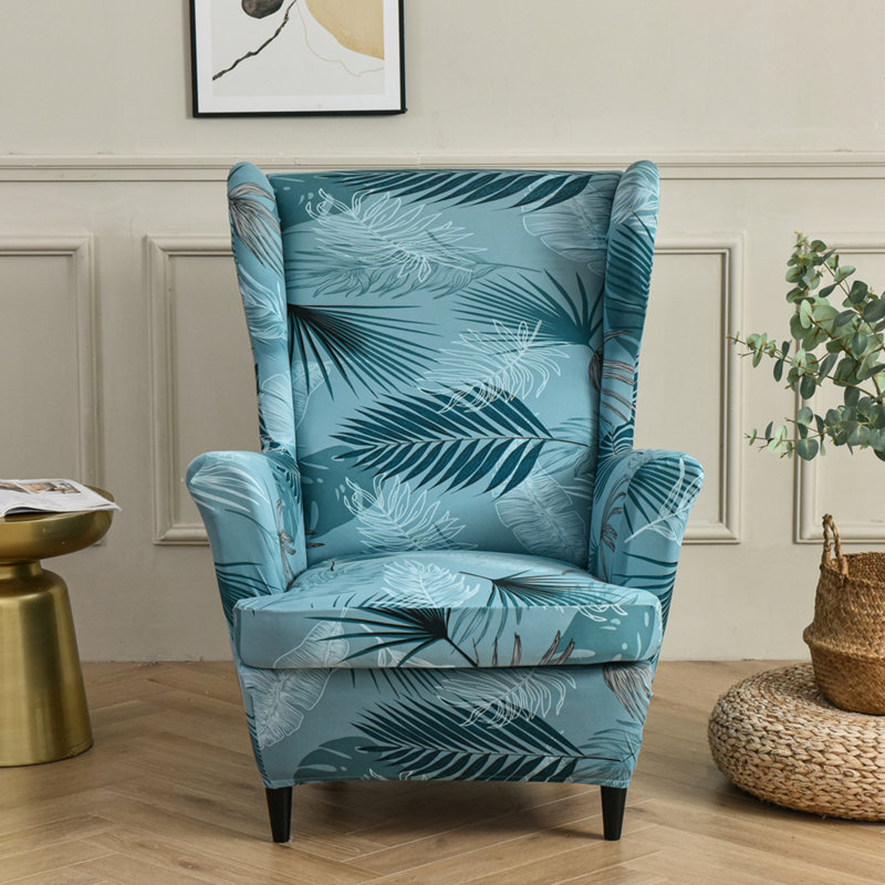 Housse extensible pour tabouret tigre, 100 % coton bleu clair