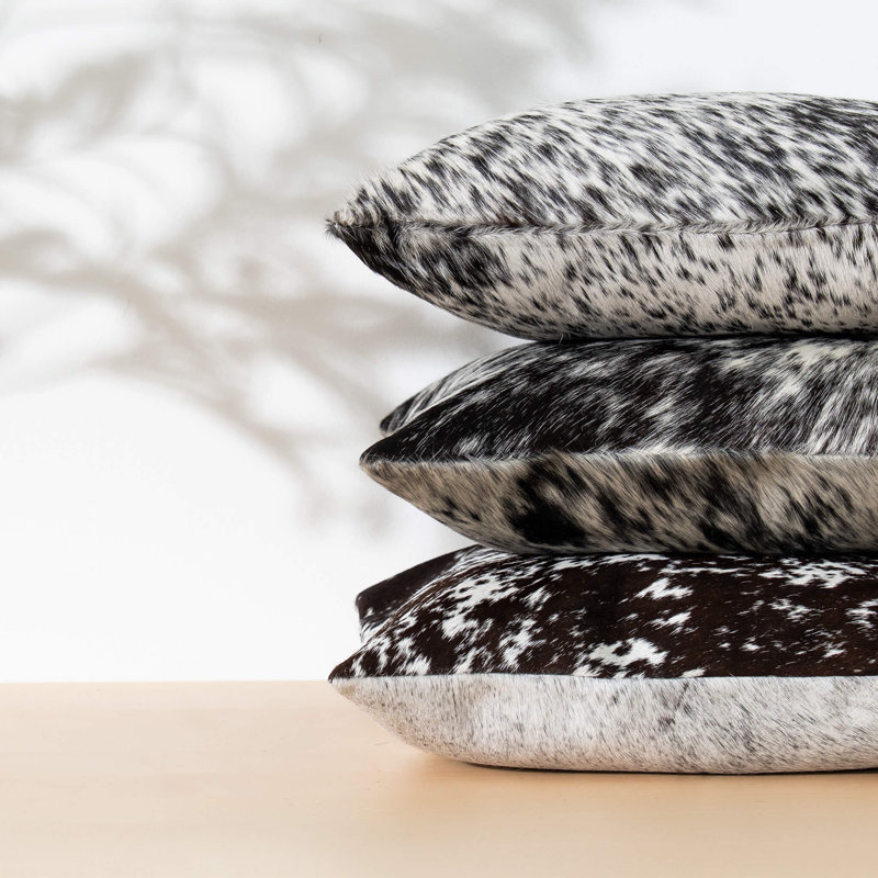 Salt and Pepper Cowhide Throw Pillow