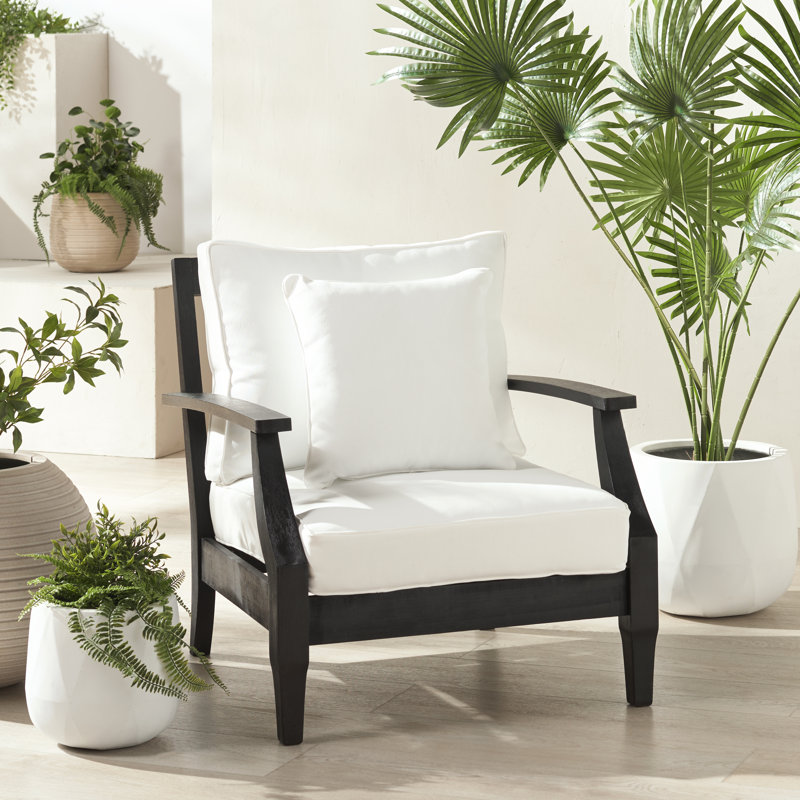 Chaise de patio avec coussins Samya, Noir, noir, noir, noir, Blanc