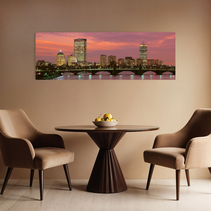 Back Bay, Boston, Massachusetts, États-Unis, art contemporain abstrait au coucher du soleil, H 48 po x l 16 po