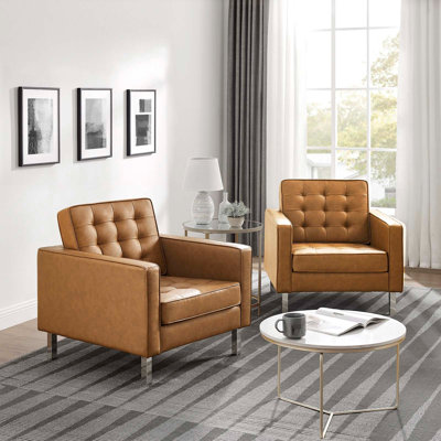 Fauteuils capitonnés en cuir Loft