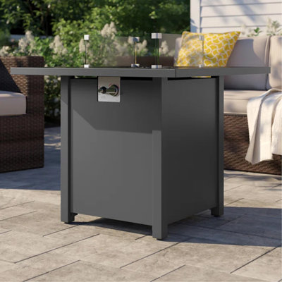 Foyer en métal thermolaqué 30 po avec surface en verre fumé