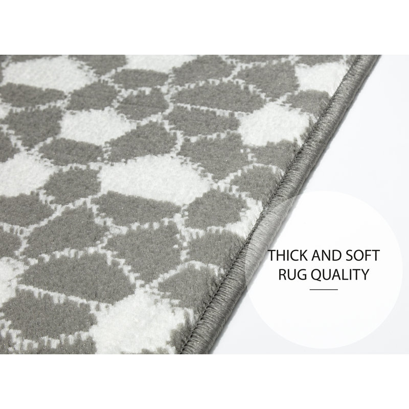 tapis d'escalier doux et vibrant en treillis Alldredge, Gris