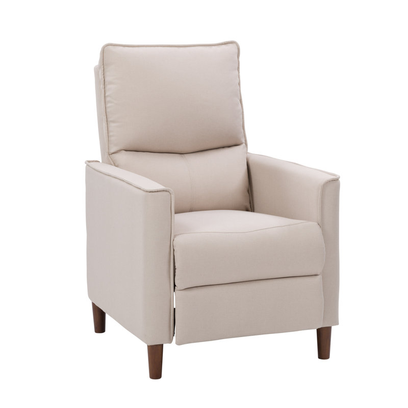 Upholstered Manual Pushback Recliner Armchair, Beige