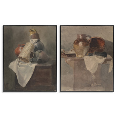  Vintage Sundries Still Lifes 2 PC Giclee Art Set by Peter Dewint