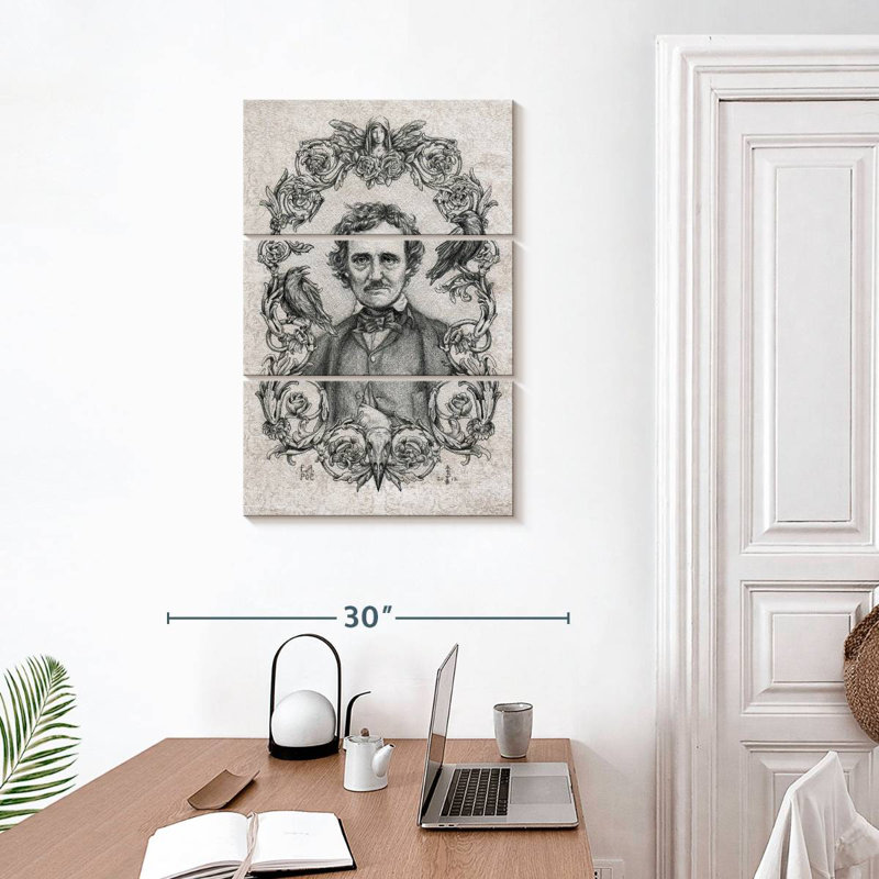 Leisha Edgar Allan Poe Drawing, 32" H x 20" W