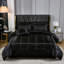 Ensemble d'édredon noir en satin noir 8 pièces