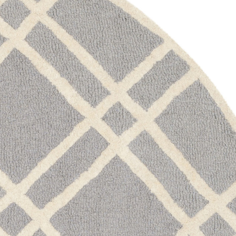 Deedgra Hand Tufted Wool Geometric Rug, Round 6'