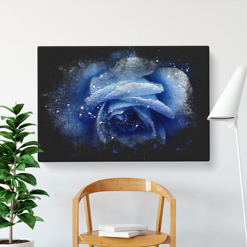 Blue Rose - Wrapped Canvas Painting, 35cm H x 50cm W x 3cm D