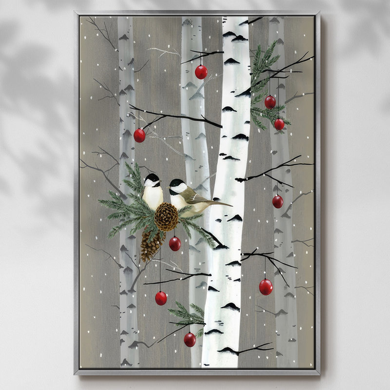 Birch Birds II, reproduction d'art sur toile, H 25 po x l 17 po x P 1,5 po, Argent