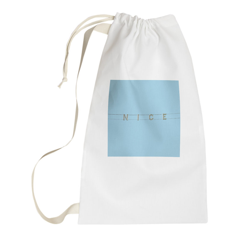 Sac à linge jolie sign, Grand (H 76,5 po x l 29,5 po x P 1,5 po), Bleu