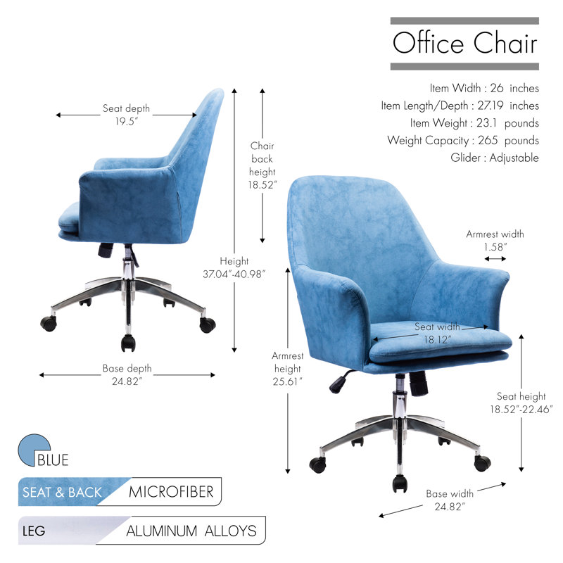Chaise de travail Jorden, Bleu
