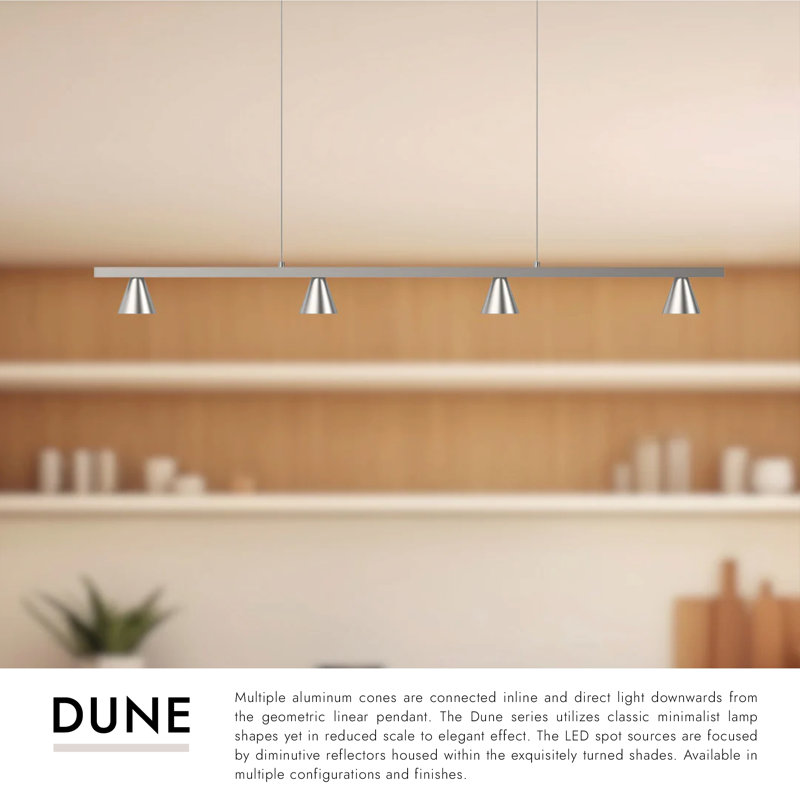 Dune 4 - Light LED Pendant, 124.76" H x 36.88" W x 2.25" D, Black