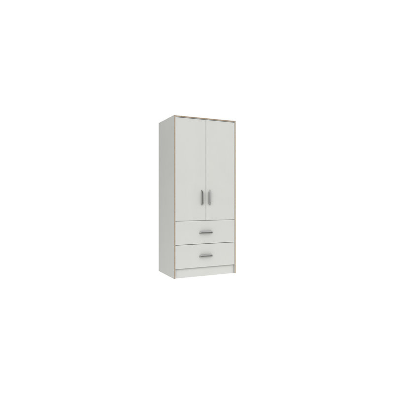 Zakariyah 2 Door Manufactured Wood Wardrobe, White