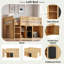 Lit mezzanine avec armoire à deux portes, tablettes ouvertes et panneau noir-1202263988