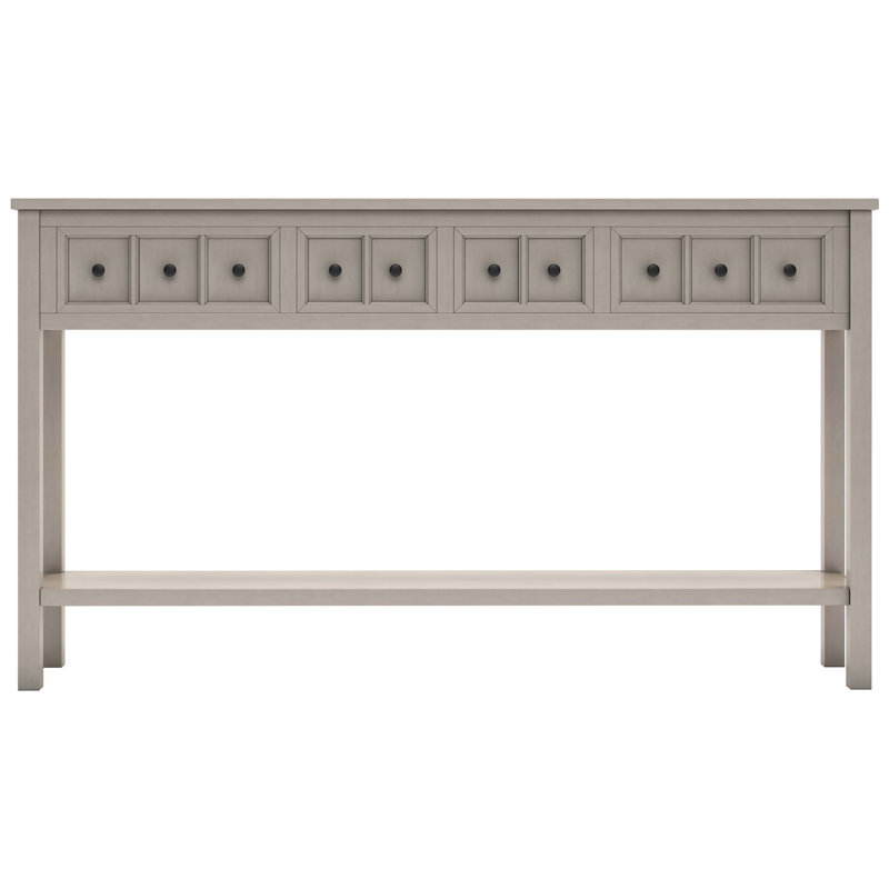 Ashay Rustic Console Table,Entry table,Hallway table with 60" Long with two Different Size Drawers and Bottom Shelf