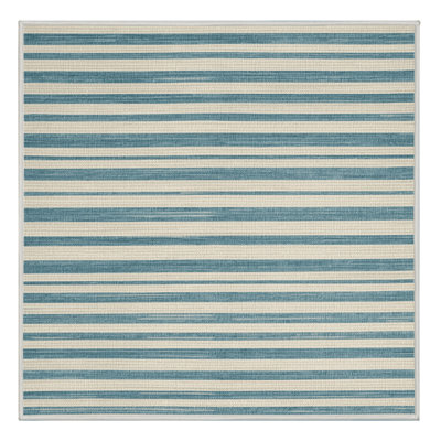  Tapis lavable rayé bleu poudre blanc