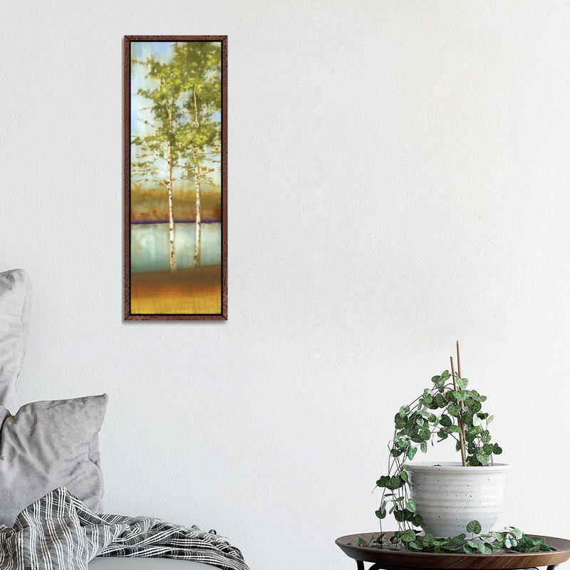 Swaying Along II 1 Piece Painting on Canvas, 30.48 cm H x 91.44 cm W, Classic Brown Wood Framed Canvas