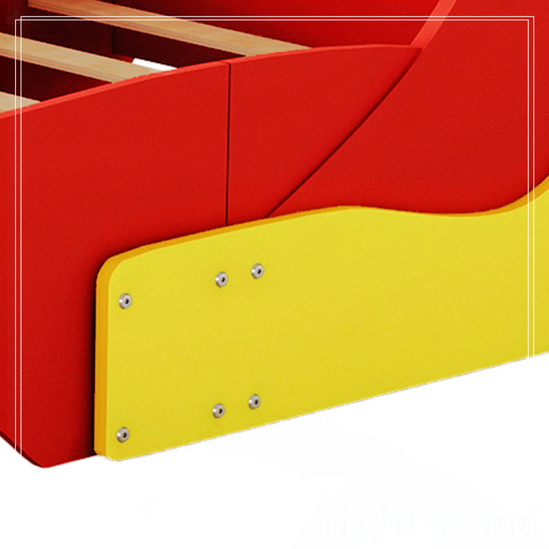 Lit plateforme simple avec roulettes, Rouge