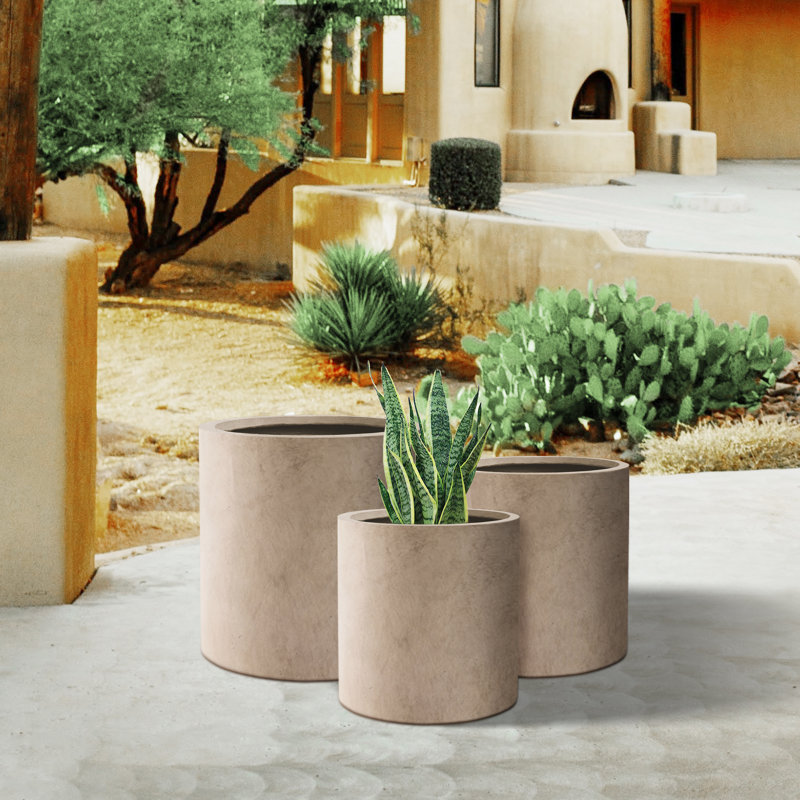 Ensemble de pots à fleurs 3 pièces Centonze, Brun