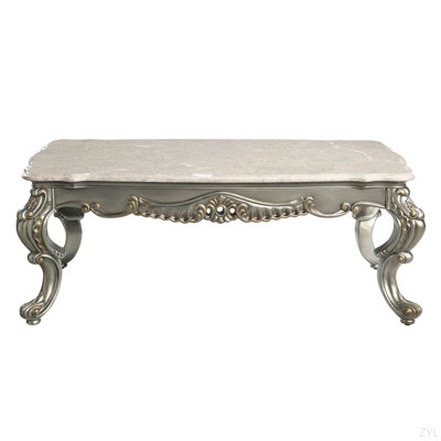 Plateau en marbre naturel et table basse au fini bronze antique avec plateau en marbre