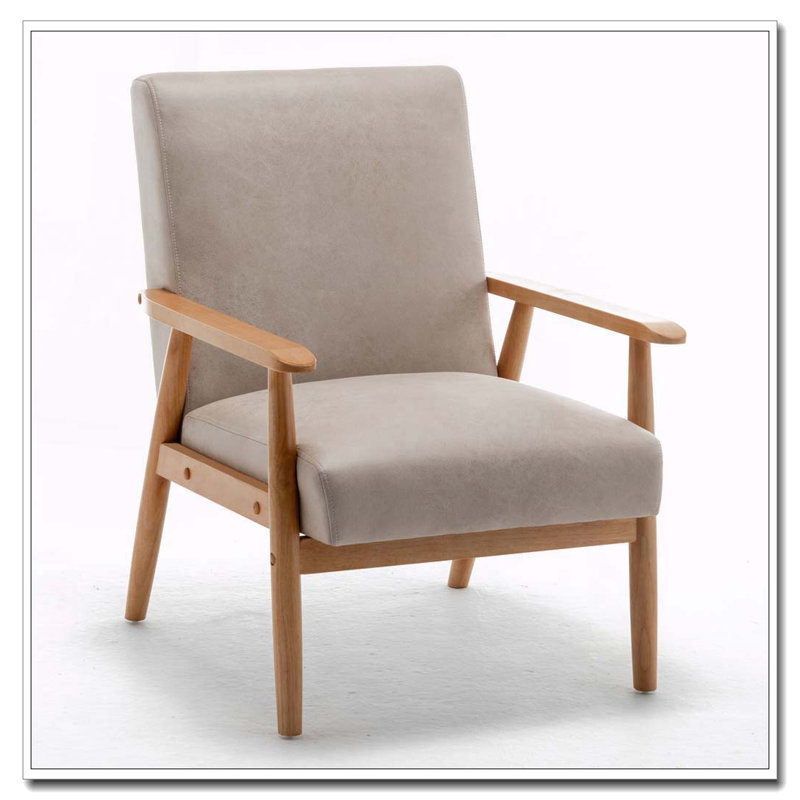 Fauteuil avec cadre en bois de 25,38 po de largeur, Chameau clair
