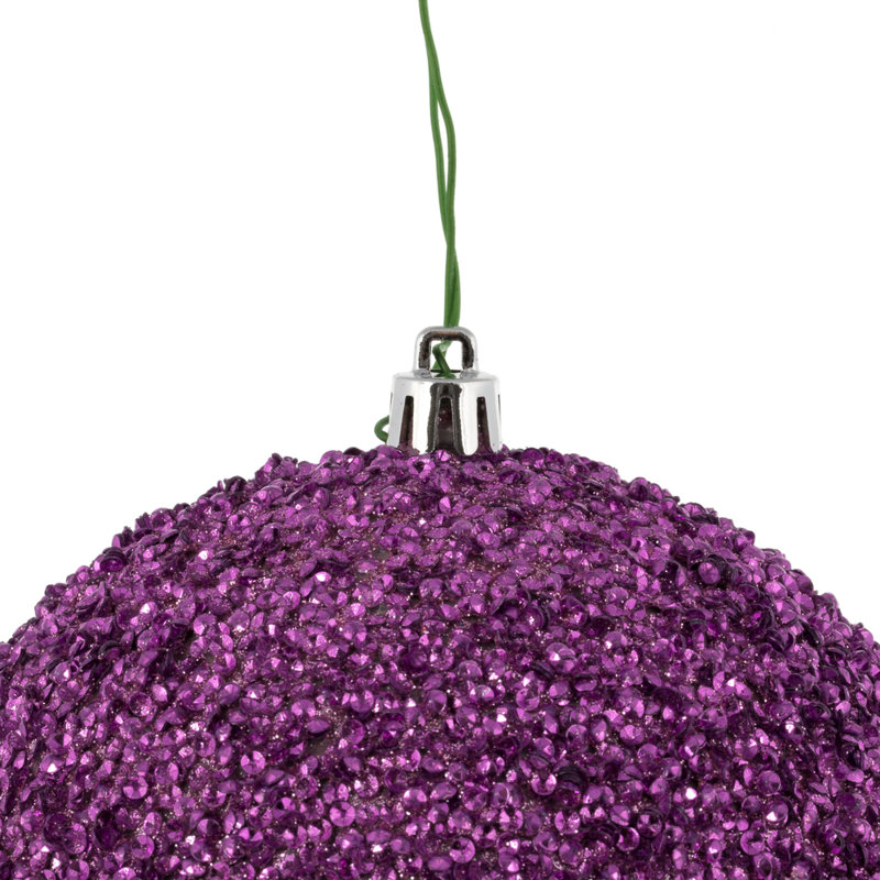Beaded Solid Ball Ornament, Pink, 4.75" H x 4.75" W x 4.75" D