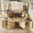 48'' Modern Vanity Desk with HD Triple Mirror & Lights, Large Corner Vanity Table with Glass Top, Charging Station, Large 6 Drawers Makeup Table, for Bedroom or Dorm, Oak-120270216