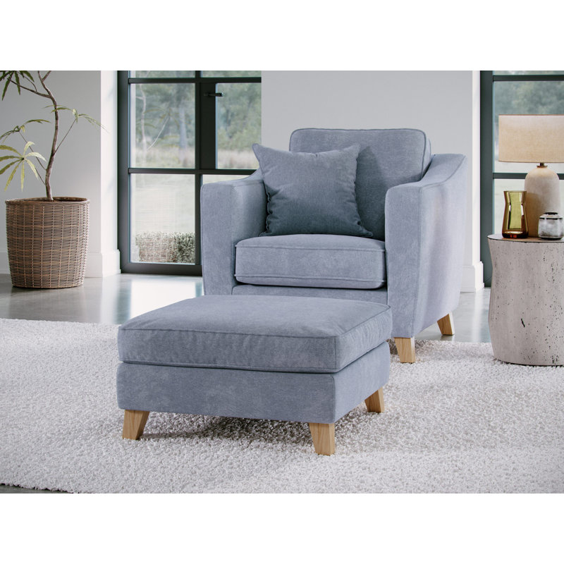 Stoystown 78cm Wide No Pattern Standard Ottoman, Blue