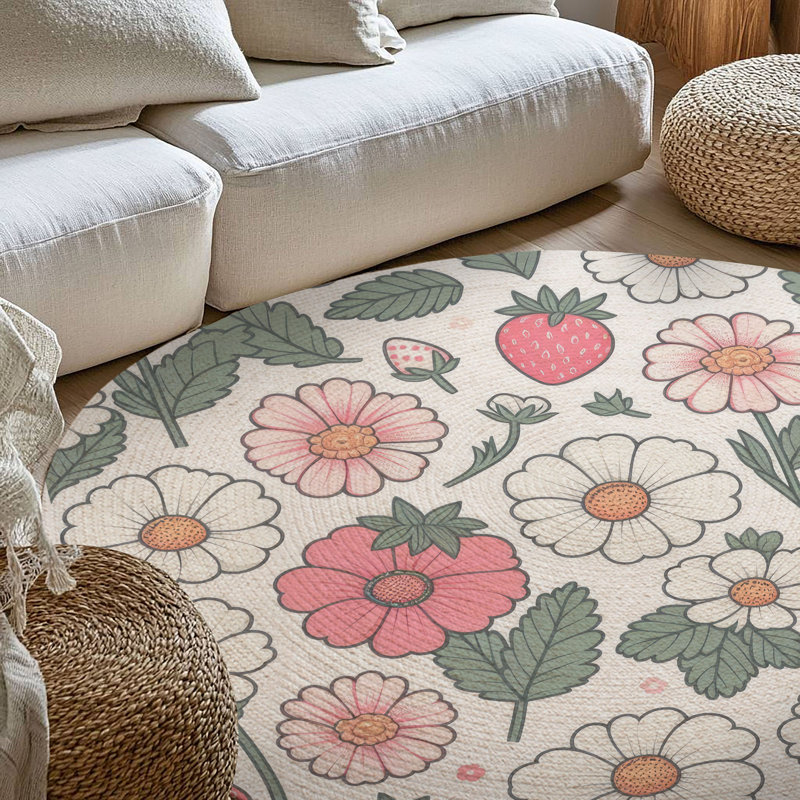 Tapis tressé Sweet Blossom Berries, Rond 5 pi
