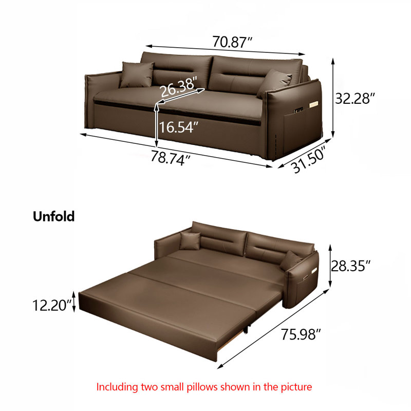 Canapé-lit 78,74 po, H 32,28 po x l 78,74 po x P 31,50 po