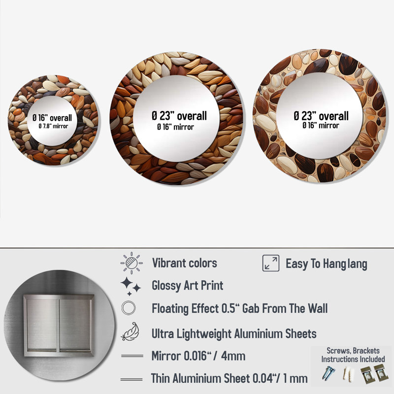 Miroir mural rond en aluminium Dilar