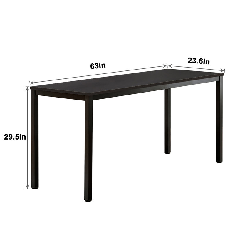 Adero Writing Desk / Computer Desk, Black/Black, 29.5 " H x 63 " W x 23.6 " D