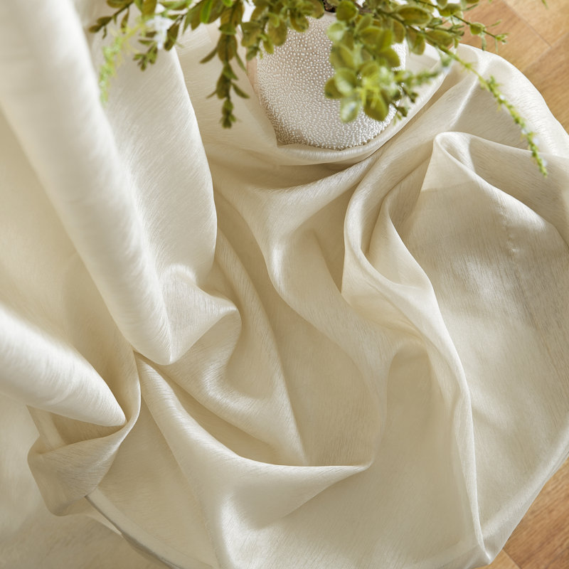 Lauren Semi Sheer Curtain Pair, Beige, 54" W x 63" L