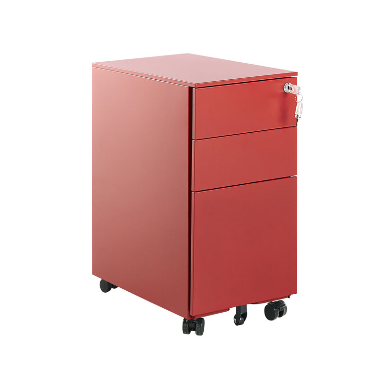 Bridget-Malikia 30cm Wide 3 -Drawer Mobile Solid Wood File Cabinet, Red
