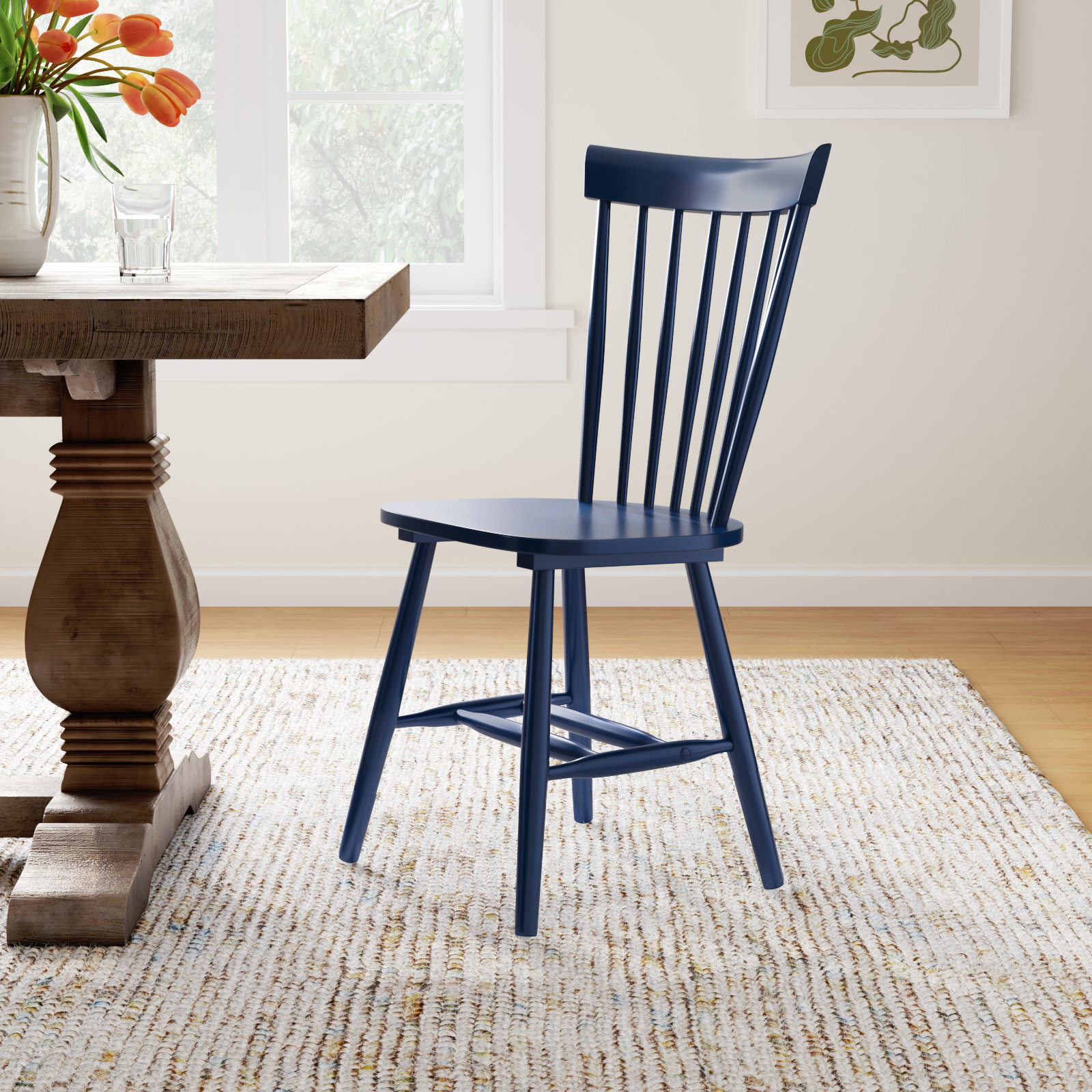 Matanna Oak Side Chair, Navy