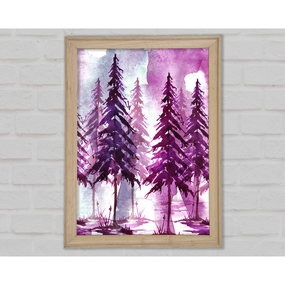 Purple Tree Line Gerahmter Druck