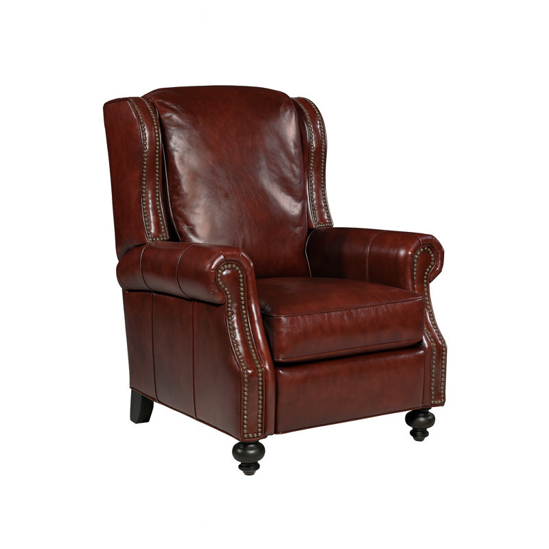 Sayaka Genuine Leather Pushback Recliner, Red Genuine Leather