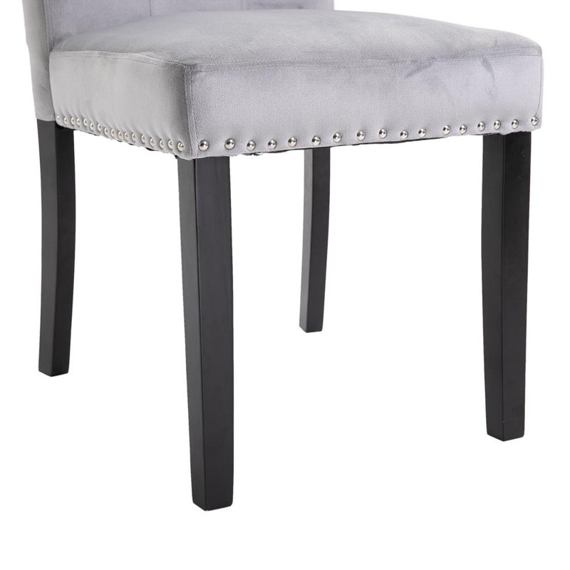 Chaise d’appoint rembourrée velours touffeté grise Voltaire, Gris