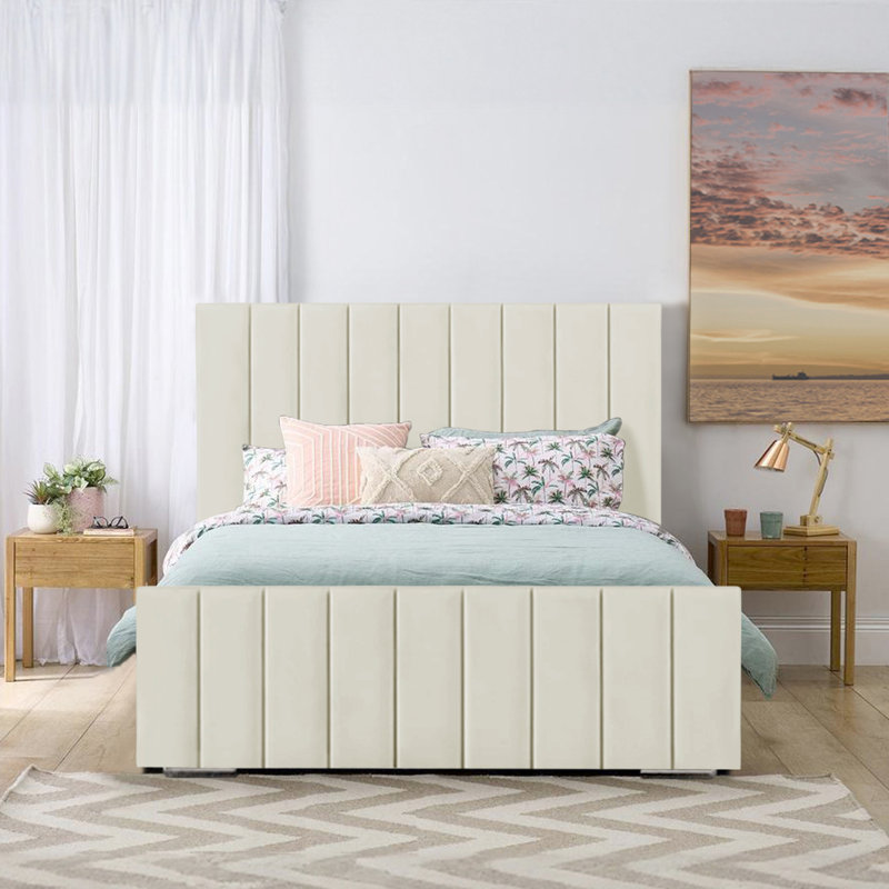 Arlon Upholstered Bed, Double (4'6), Cream
