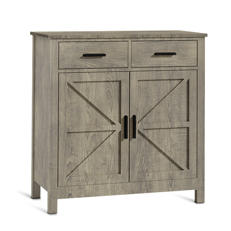 Kitchen Storage Cabinet Modern Buffet Cabinet with Storage Coffee Bar with 2 Drawers Floor Sideboard Buffet, Gray