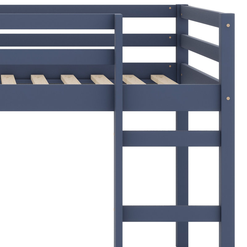 Lit mezzanine en bois avec échelle, Bleu