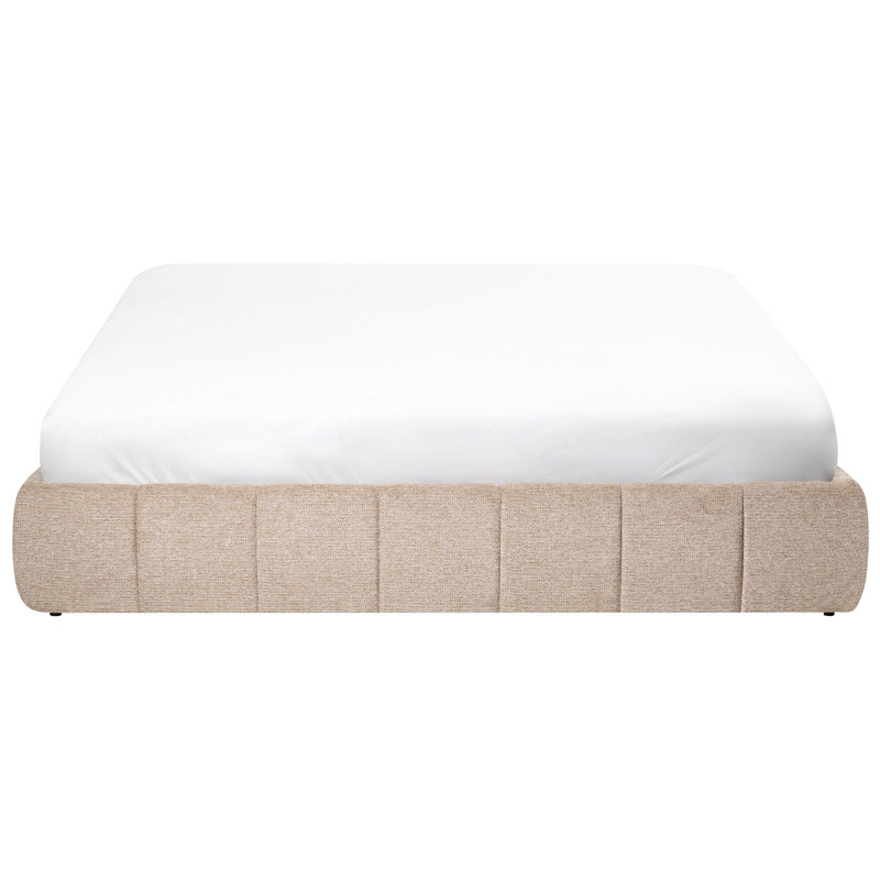 Sahithi Upholstered Lift Up Storage Ottoman Bed, Super King (6'), Beige Fabric