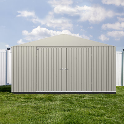 Elite Steel Storage Shed, 14X16, Cool Grey