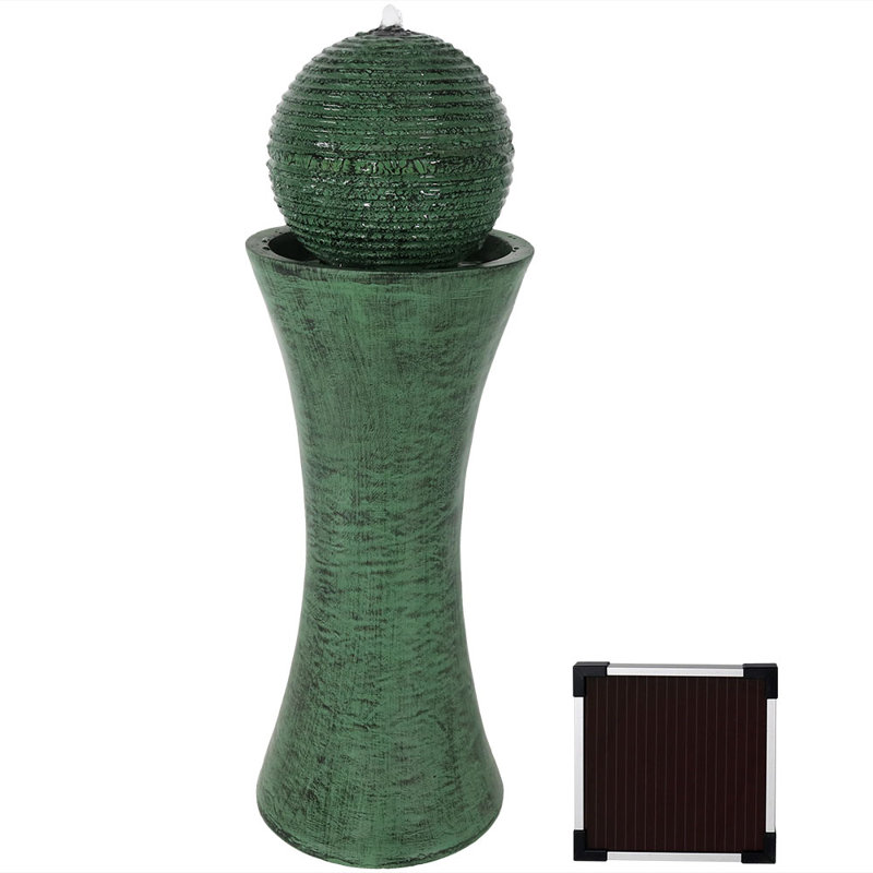 Yardley Weather-Resistant Modern Green Polyresin Solar Fountain with Battery