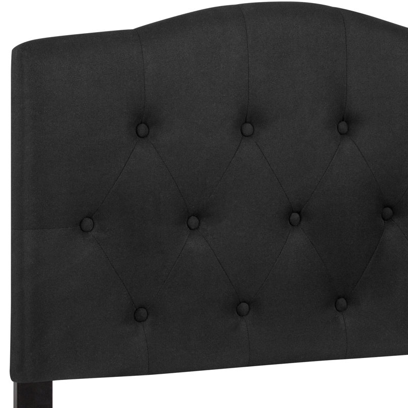 Ciriaca Arched Button Tufted Upholstered Headboard, Black, Twin