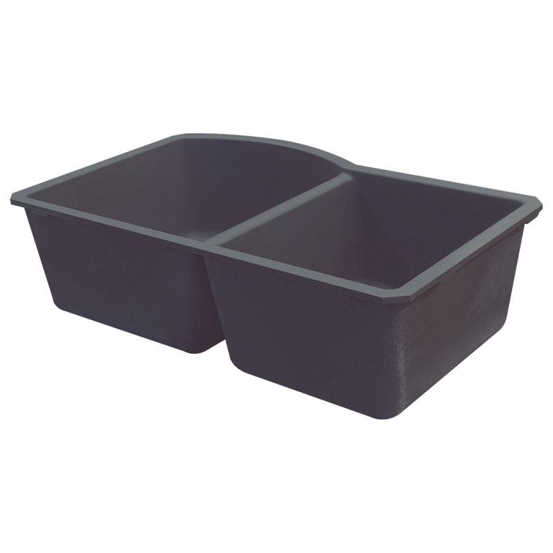 Évier de cuisine en granite double offset l 31,5 po x l 20,5 po Aversa, Gris