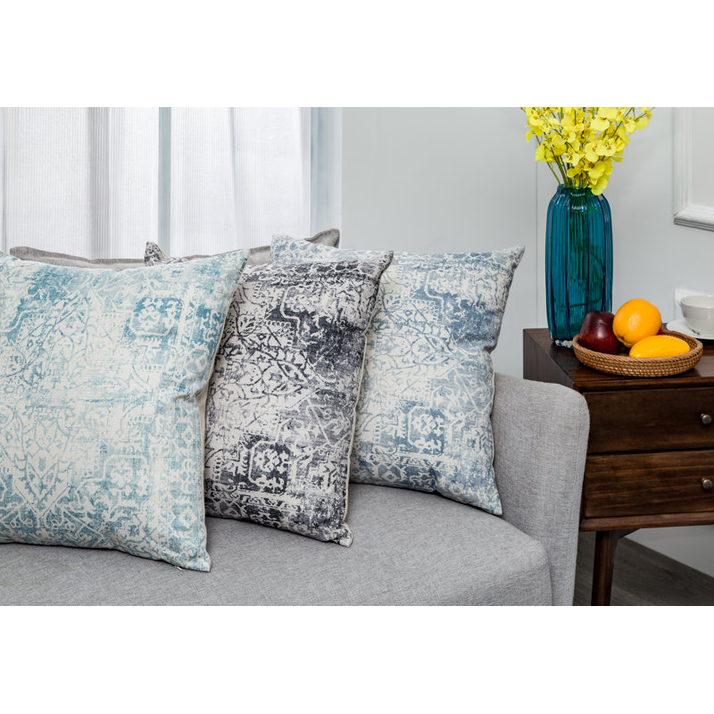 Housse et insert de coussin carré Carved Design, Bleu marine