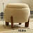 Ottoman | Upholstered Round Ottoman | 19.6X19.6X16.9" | Off White Fabric with Mango Wood Legs